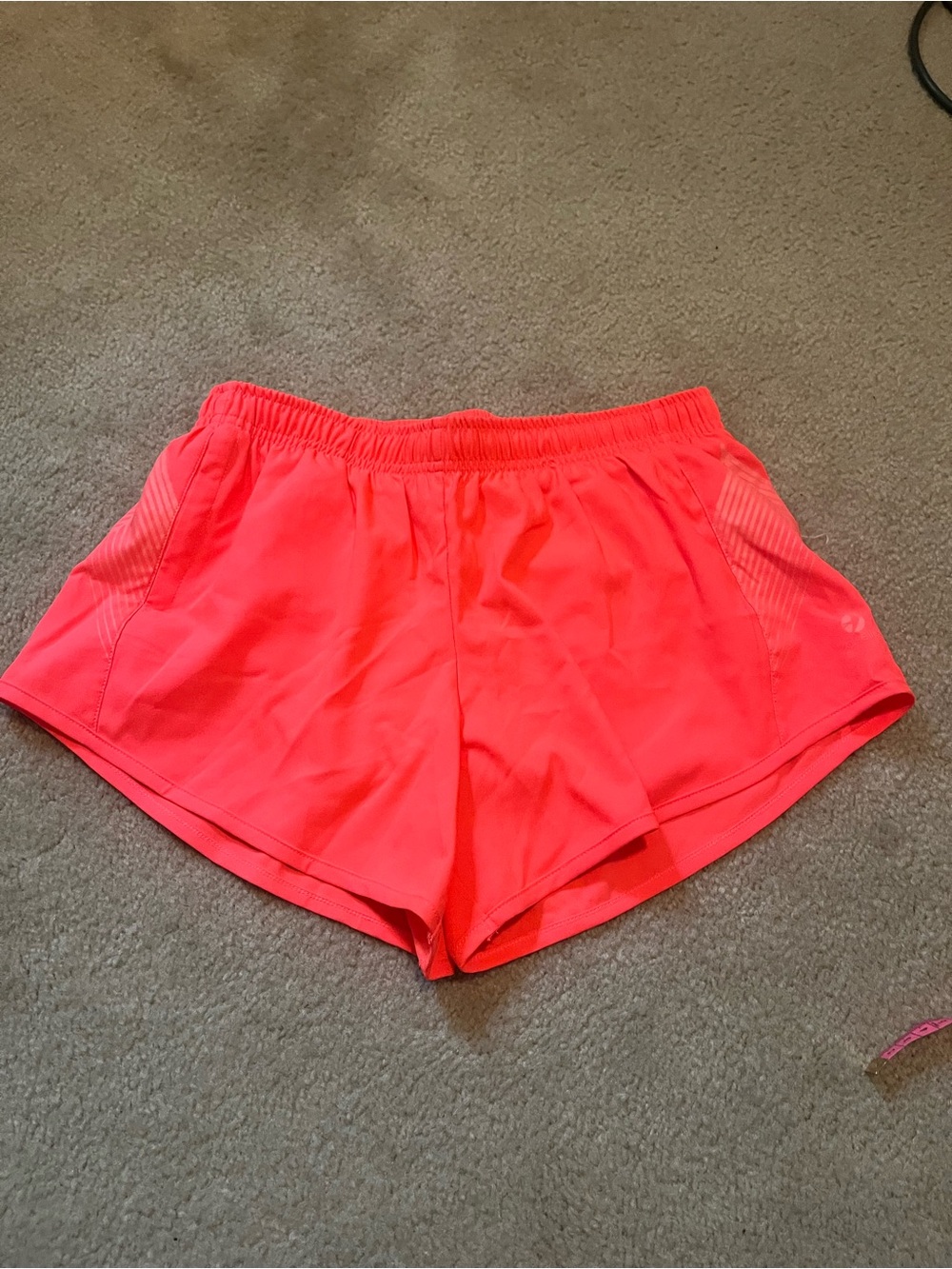 Oiselle Distance Shorts in Bright Coral